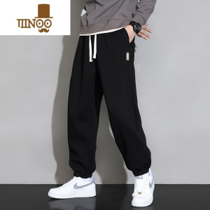 YANXU卫裤男士裤子秋季宽松灰色束脚痞帅男款潮牌百搭运动休闲长裤