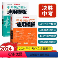 [全2册]满分作文+热点素材 初中通用 [正版]中考满分作文速用模板中考热点素材速用模板七八九年级高分范文精选作文模板写