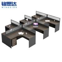 铭思达屏风办公桌干字型六人位(含柜)套