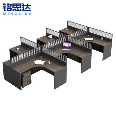 铭思达屏风办公桌干字型六人位(含柜)套