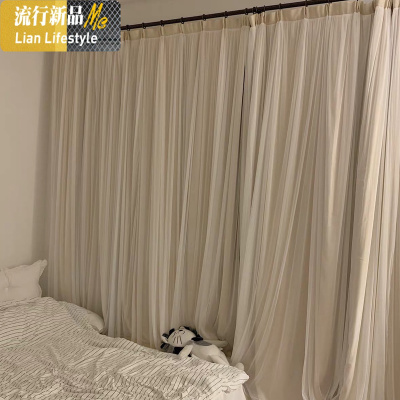 窗帘网红款遮光现代清新风格隔热北欧风抖音窗帘窗纱双层布纱一体 三维工匠