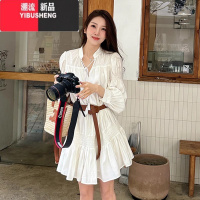YIBUSHENG白色连衣裙子女季气质穿搭一整套2024新款流行漂亮梨形身材长裙