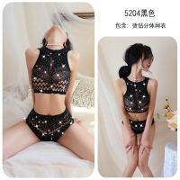 长夜漫漫情趣内衣性感诱惑两件套连身袜欧美网袜制服诱惑网衣5204