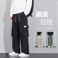 休闲裤子男灰色卫裤2024新款男装男宽松潮牌束脚裤春秋季男生刺绣_663