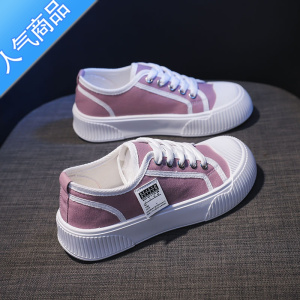 SUNTEK2022年新款女生帆布鞋夏季春秋款潮ins百搭饼干板鞋厚底休闲布鞋