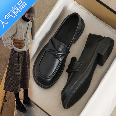 SUNTEK小皮鞋女2023春秋新款英伦风黑色大码41工作软底平底43乐福鞋