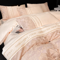 夏季冰丝提花床上四件套2026新款凉感床单被套罩轻奢高级床品