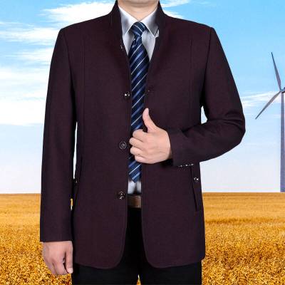 中年男装外套春秋立领夹克衫秋季爸爸装40-50-60岁中老年男士上衣