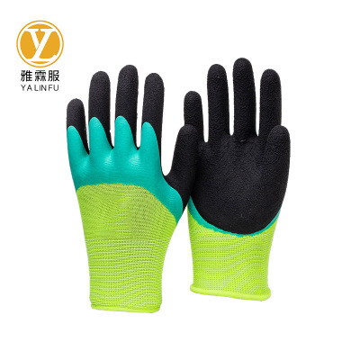 雅霖服 乳胶发泡双层劳保手套YLF1235 双