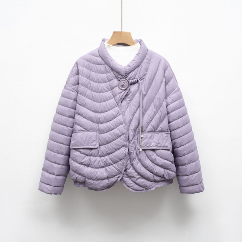 新羽绒服新国标90绒休闲秋冬轻薄简约纯色圆领宽松外套