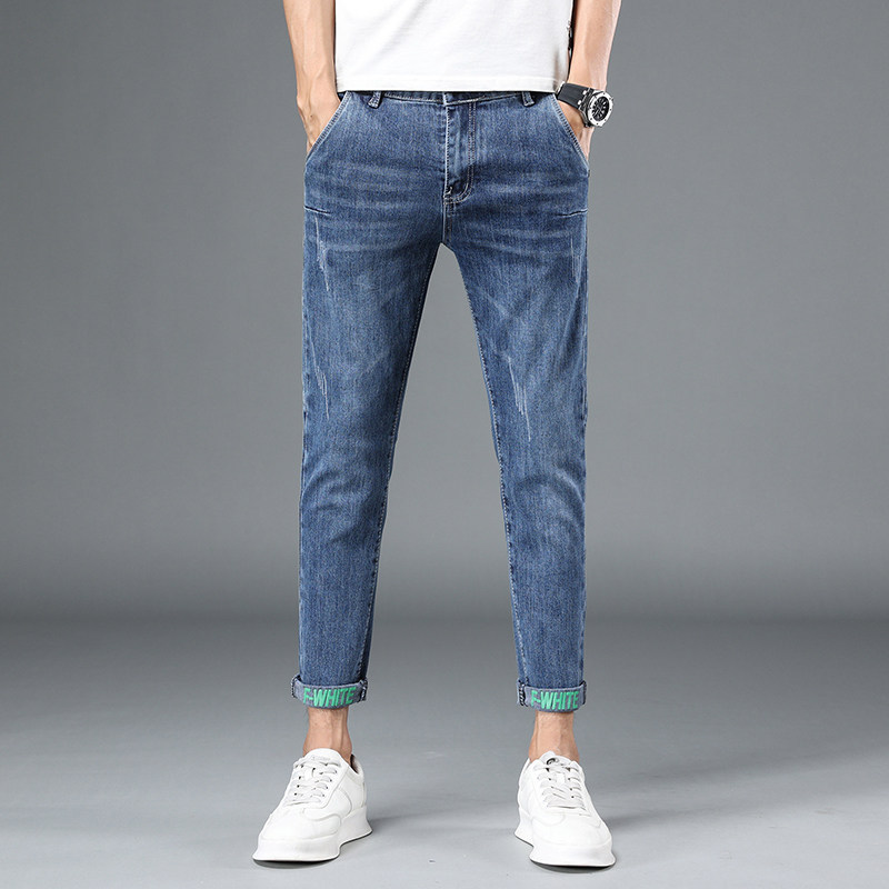 牛仔裤男士潮牌2026年夏季新款修身小脚裤痞帅时尚百搭休闲九分裤