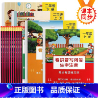 一二年级上册+下册 [正版]看拼音写词语一年级二年级上册下册字帖小学生生字注音组词练习本贴人教版语文同步汉字描红带拼音拼