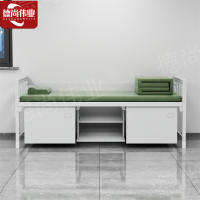 德尚伟业加厚款士兵床钢制上下铺宿舍士官铁床加厚内务单人床带鞋柜