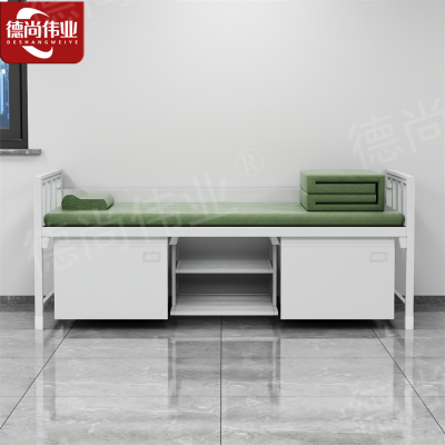 德尚伟业加厚款士兵床钢制上下铺宿舍士官铁床加厚内务单人床带鞋柜