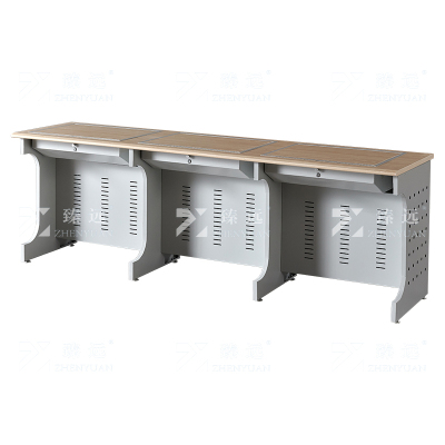 臻远 ZY4012412 隐藏式翻转电脑桌培训桌办公桌B款三人位