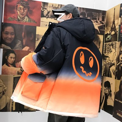NEWLAKE冬季渐变色笑脸工装棉衣男潮牌宽松潮流韩版学生百搭面包服潮棉袄棉衣