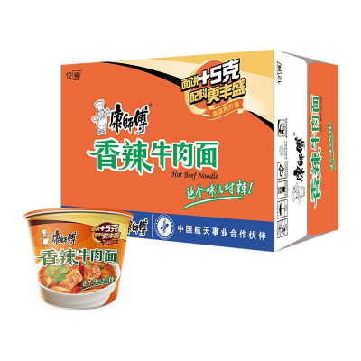 康师傅 经典香辣牛肉面104g*12桶 整箱装