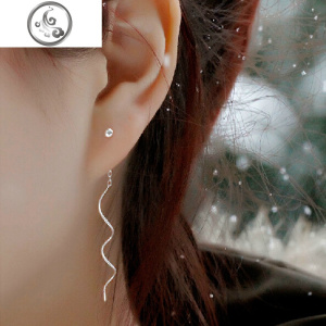 微风·999纯银耳线 耳环耳钉韩国 小耳坠女时尚短款气质波浪 耳饰 JiMi 99足银防过敏