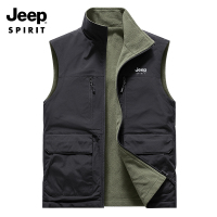 JEEP吉普男士双面穿摇粒绒马甲秋冬新款保暖背心马夹无袖坎肩外套