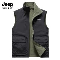 JEEP吉普男士双面穿摇粒绒马甲秋冬新款保暖背心马夹无袖坎肩外套