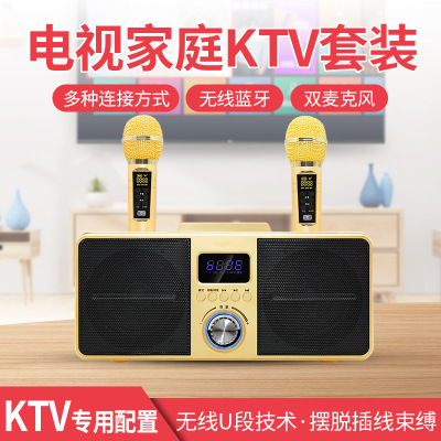 狄刺史家庭KTV家用无线蓝牙音箱户外唱歌话筒套装超重低音炮卡拉OK家庭K歌电视家庭KTV手机扩音播放器