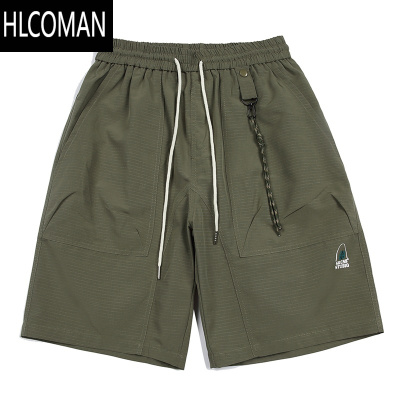 HLCOMAN日系潮牌夏季户外休闲宽松纯色工装短裤男青年百搭沙滩五分中裤潮