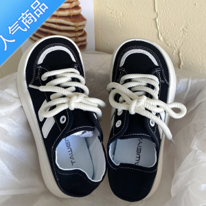 SUNTEK厚底芒果头帆布鞋女ins超火百搭2023春夏季新款半托两穿板鞋子潮