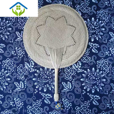 御蓝锦蒲扇中国风古典手工扇汉服古风手摇纳凉宝宝传统草编老式扇子蓝绳八角扇（赠挂件可备注）