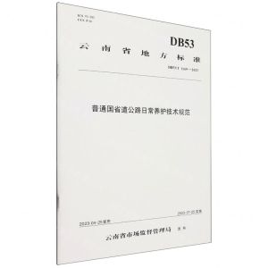 [N]普通国省道公路日常养护技术规范(DB53T1169-2023)/云南省地方标准-9787114193279