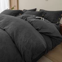 轻奢床上四件套全棉纯棉三层纱被套床单床笠款高级感床品舒柔