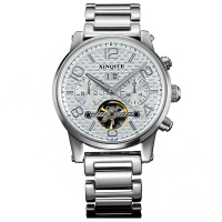 新奇特正品手表男士多功能军表运动自动机械表大表盘防水钢带皮带时尚简约商务新款男表X-06