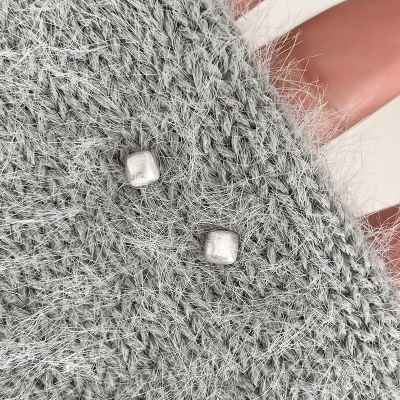 s925纯银磨砂方块小耳钉简约百搭耳环小巧精致通勤学生耳饰女送女朋友老婆情人节七夕生日礼物