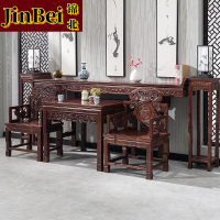 锦北复古中堂六件套家用客厅实木八仙桌财神供桌条案翘头桌农村堂屋中堂六件套