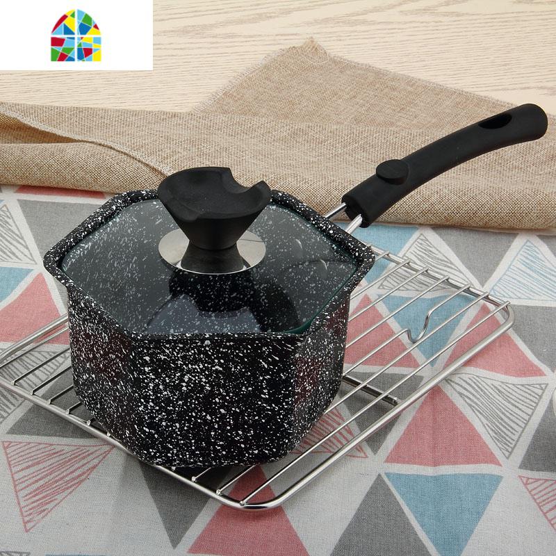 不粘锅小奶锅雪平锅泡面热牛奶煮面婴儿宝宝辅食锅迷你小锅家用 FENGHOU 16CM六角奶锅(没有盖)