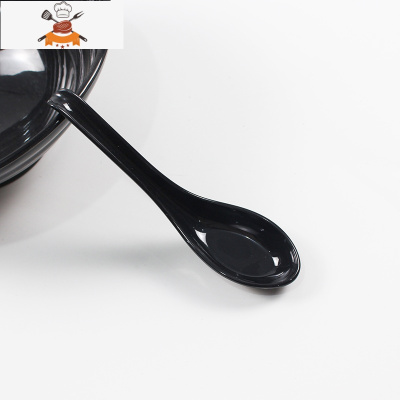 饭店彩色带勾勺密胺汤勺长柄仿瓷勺子塑料拉面勺家用勺调羹汤匙子 敬平 1005 黑色