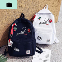 挂件高中初中生书包女学生韩版帆布校园原宿风简约双肩包可爱背包NEW LAKE