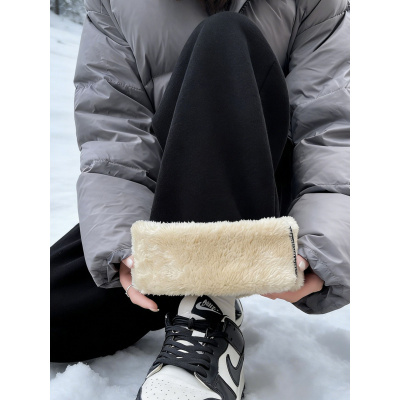 羊羔绒运动裤子女秋冬季加厚加绒东北棉裤外穿小个子防风宽松卫裤_973