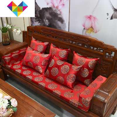 红木实木沙发坐垫椅子餐椅坐垫中式防滑可拆洗高弹海绵坐垫可定制大红五福椅垫38*45cm（仅坐垫）御蓝锦