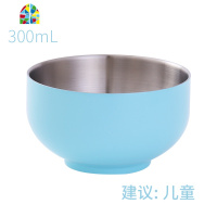 304不锈钢碗加厚双层家用儿童防烫防摔隔热学生泡面成人彩色碗 FENGHOU 11.5CM3个装每个颜色各1个