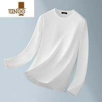 YANXU液氨丝光棉长袖T恤男士宽松内搭打底衫黑色体恤衫正肩