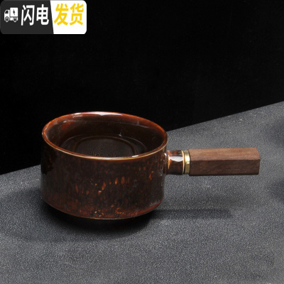 三维工匠懒人石磨半自动茶具套装陶瓷家用功夫泡茶器创意个性复古防烫茶壶 玫红色万古红茶壶无盖子