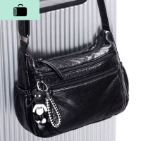 包包女2019新款软皮小方包女斜挎包中年单肩包妈妈包水洗皮女包NEW LAKE女士单肩包