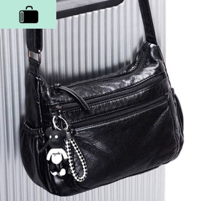 包包女2019新款软皮小方包女斜挎包中年单肩包妈妈包水洗皮女包NEW LAKE女士单肩包