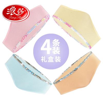 浪莎langsha女士纯棉内裤糖果色性感低腰三角裤礼盒套装春季全棉短裤