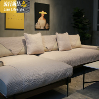 莫兰迪色锦鲤双面棉沙发垫布艺简约现代沙发巾四季通用 三维工匠坐垫