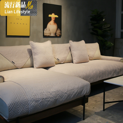 莫兰迪色锦鲤双面棉沙发垫布艺简约现代沙发巾四季通用 三维工匠坐垫