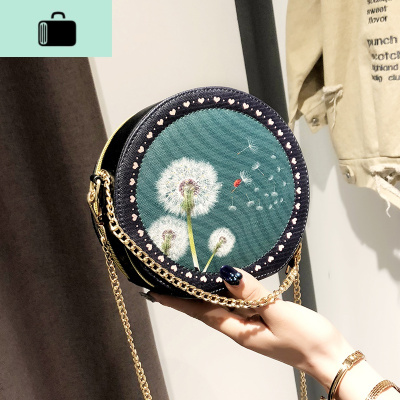 小圆包女2019新款韩版百搭少女小挎包学生可爱圆形包包斜挎链条包NEW LAKE女士单肩包