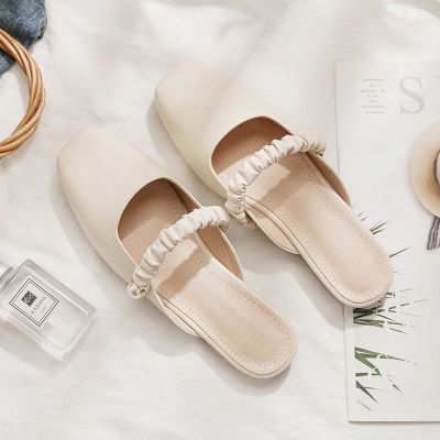 婕秘大码女鞋41一43夏肥脚宽胖新款时尚半托法式单鞋软皮一脚蹬