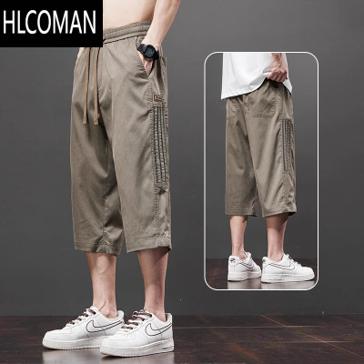 HLCOMAN男款休闲短裤男士夏季薄款2025新款外穿工装马裤夏天冰丝七分裤子