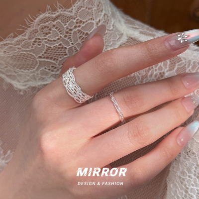 925纯银蕾丝编织戒指女指环尾戒气质创意简约个性轻奢新款送女朋友老婆情人节七夕生日礼物